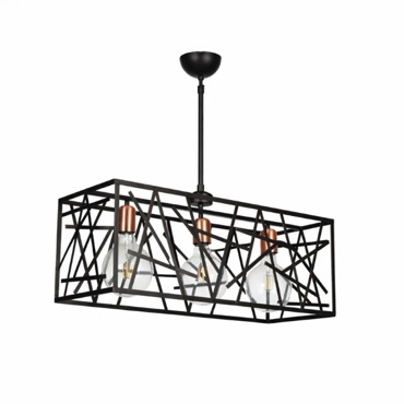 NG Lighting Κρεμαστό Φωτιστικό Ράγα Χειροποίητο Μεταλλικό Σκουριά Τρίφωτο Ε27 70x70cm 2027080